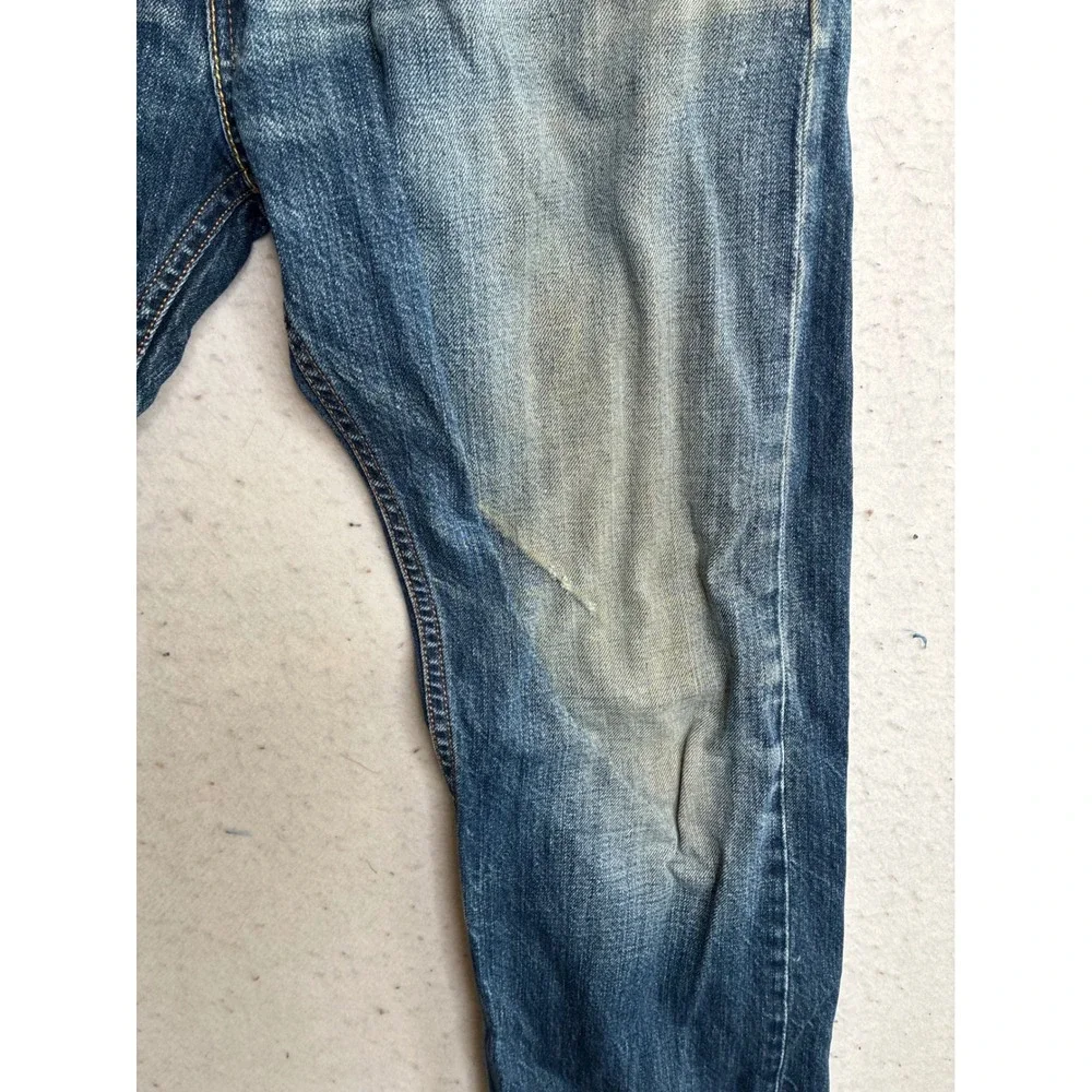 Levis 505 Regular Fit Straight Leg Jeans Blue Denim Mens 32x32 Distressed 7798